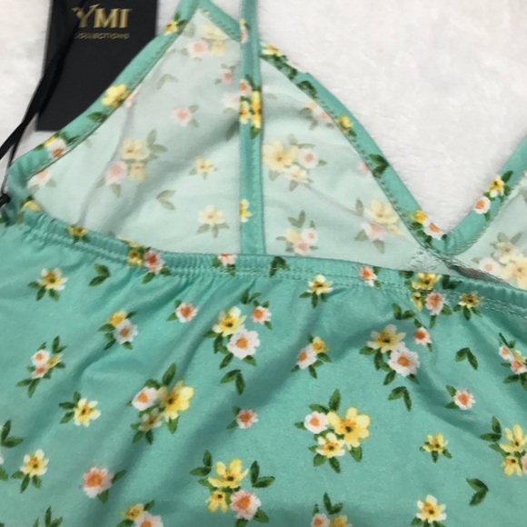 NEW YMI FLORAL TANK TOP LARGE BLUE ROSE ROSES PRINT PATTERN CROP TOP SHIRT NWT - Picture 6 of 8